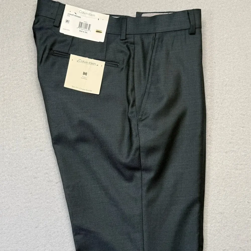 Calvin Klein Men's Slim Fit Wool Blend Suit green 36S 30x30 $650